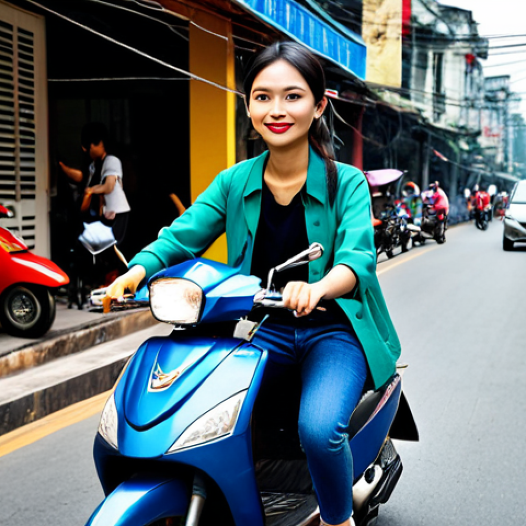 물성매력 디자인 트렌드의 변화 원인 - Urban Street Style**
Prompt: A young Vietnamese woman confidently walking down a bustling street in...